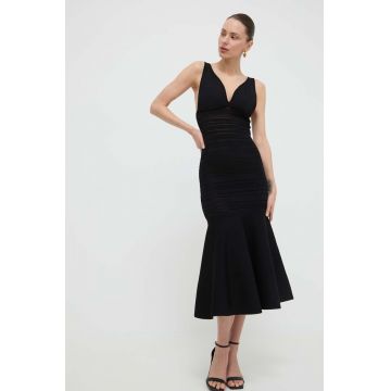 Victoria Beckham rochie culoarea negru, midi, evazati