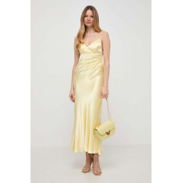 Bardot rochie culoarea galben, maxi, drept
