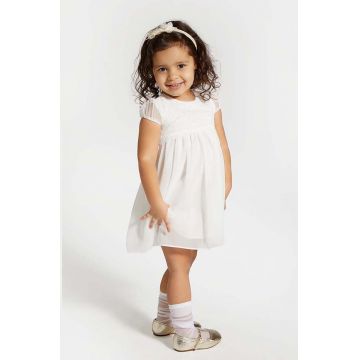 Coccodrillo rochie bebe culoarea alb, mini, drept