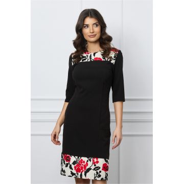 Rochie Ella Collection JJ neagra cu imprimeuri florale