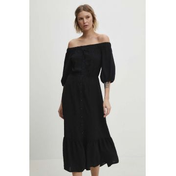 Answear Lab rochie culoarea negru, midi, evazati