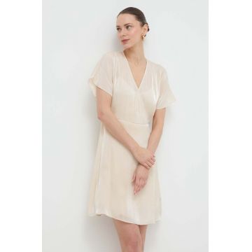 Armani Exchange rochie culoarea bej, mini, evazati
