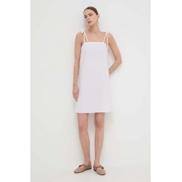 Max Mara Leisure rochie din bumbac culoarea alb, mini, evazati
