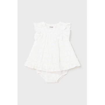 Mayoral Newborn rochie bebe culoarea alb, mini, evazati
