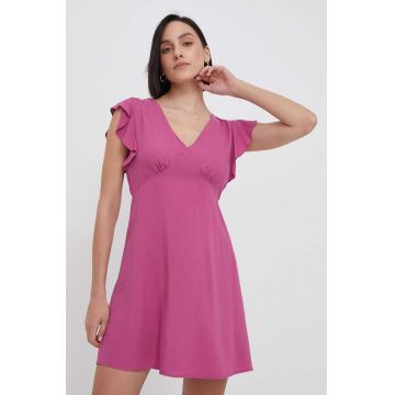 Pepe Jeans rochie culoarea roz, mini, evazati