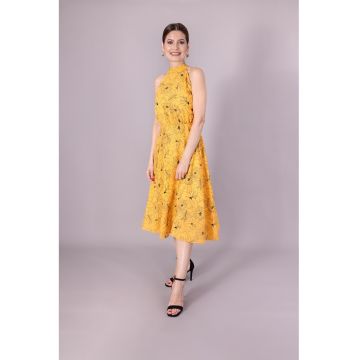 Rochie evazata cu model floral