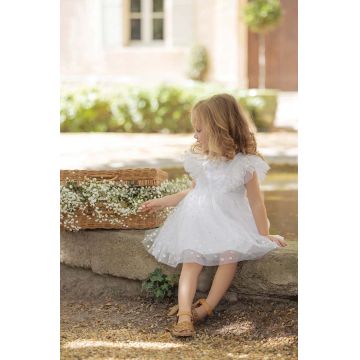 Tartine et Chocolat rochie bebe culoarea alb, mini, evazati