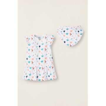 zippy rochie din bumbac pentru bebeluși culoarea alb, mini, drept