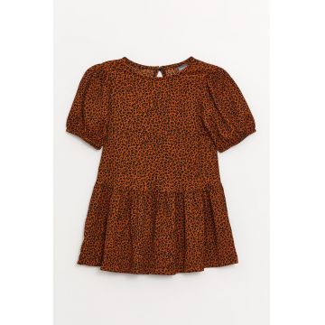 Rochie cu animal print si maneci bufante