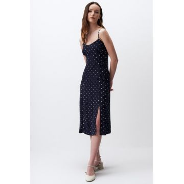 Rochie midi cu model si slit lateral