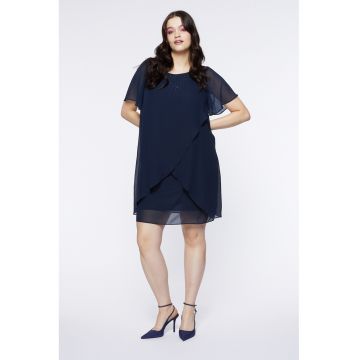 Rochie mini cu strat exterior semi-transparent