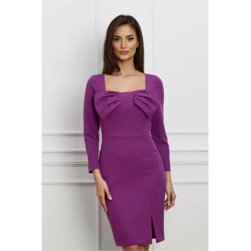 Rochie Moze magenta cu funda maxi pe bust