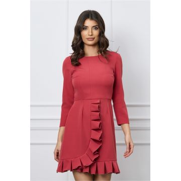 Rochie Moze roz coniac cu volanas pe fusta
