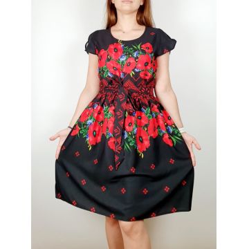 Rochie stilizata cu motive traditionale cu maci 7