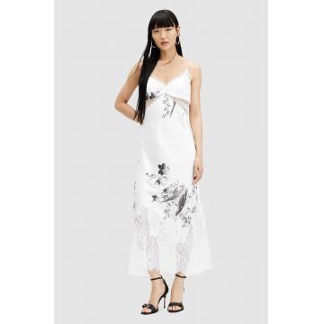 AllSaints rochie EVANGELIA IONA DRESS culoarea alb, midi, drept, W005DA