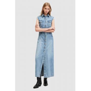 AllSaints rochie jeans BLAIR DENIM DRESS maxi, drept, W183DA