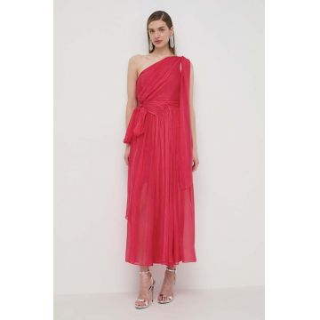 Luisa Spagnoli rochie de matase PANNELLO culoarea roz, maxi, evazati, 540965