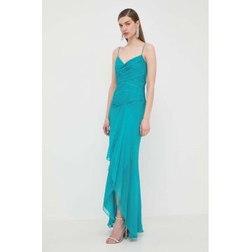 Luisa Spagnoli rochie de matase PINCIO culoarea turcoaz, maxi, evazati, 540715