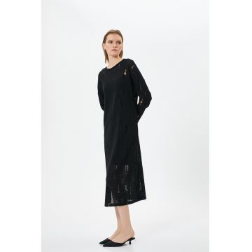 Rochie midi din amestec de bumbac cu slit lateral