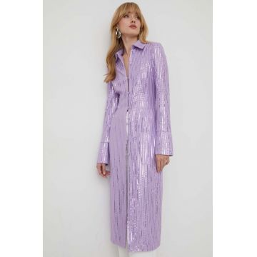 Stine Goya rochie culoarea violet, midi, mulată SG5709