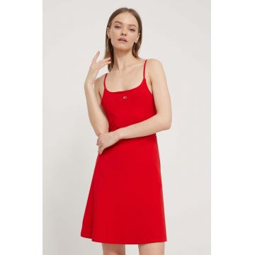 Tommy Jeans rochie culoarea roșu, mini, evazați DW0DW17988