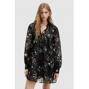 AllSaints rochie MINDY OTO DRESS culoarea negru, mini, evazati, WD534Z