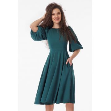 Rochie midi cu maneci bufante