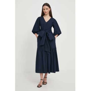 Barbour rochie din in Modern Heritage culoarea albastru marin, maxi, evazati, LDR0770