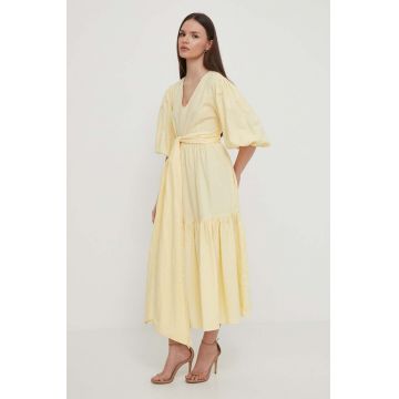 Barbour rochie din in Modern Heritage culoarea galben, maxi, evazati, LDR0770