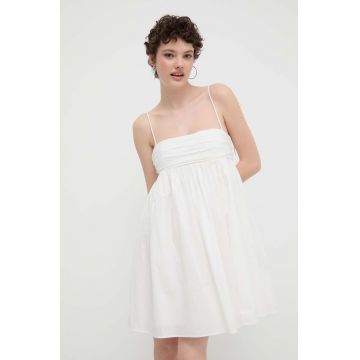 HUGO rochie din bumbac culoarea bej, mini, evazați, 50510433