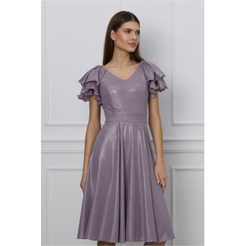 Rochie Ella Collection Renata lila cu lurex argintiu