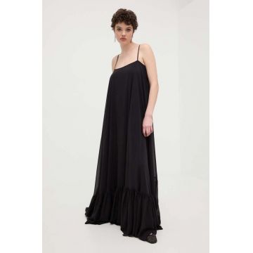 Rotate rochie culoarea negru, maxi, drept