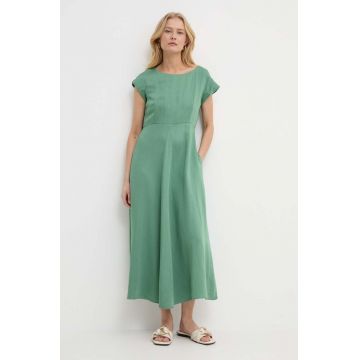 Weekend Max Mara rochie din amestec de in culoarea verde, maxi, evazati