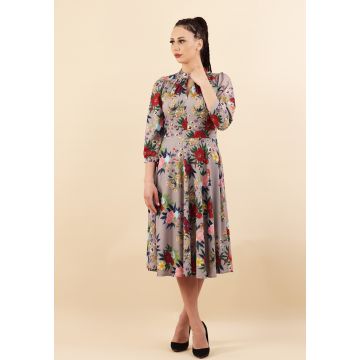 Rochie clos din print floral Gri 36