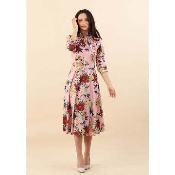 Rochie clos din print floral Roz 36