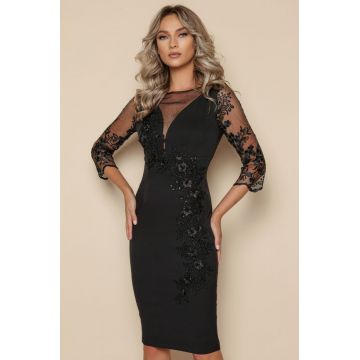 Rochie eleganta conica cu broderie