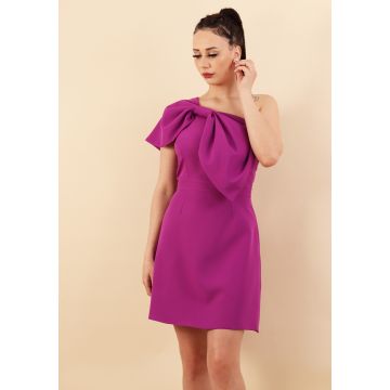 Rochie evazata pe un umar violet 34