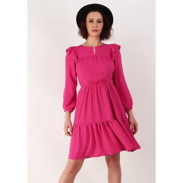 Rochie lejera din crep elastic fucsia 36