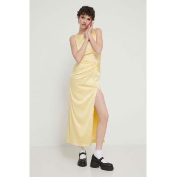 Abercrombie & Fitch rochie culoarea galben, maxi, drept
