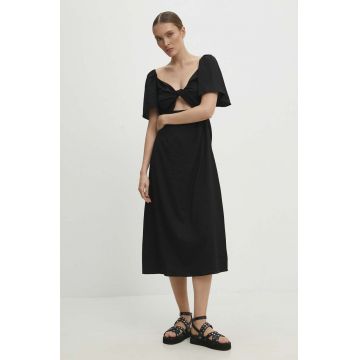 Answear Lab rochie culoarea negru, midi, evazati