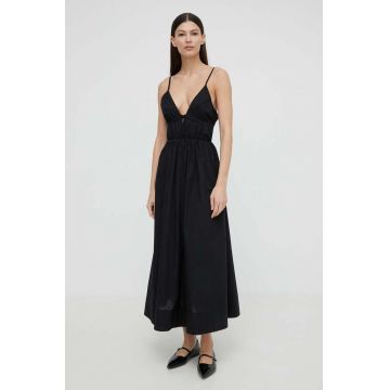 Herskind rochie din bumbac Miranda culoarea negru, maxi, evazati, 5192118