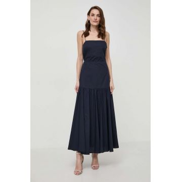Ivy Oak rochie din bumbac culoarea bleumarin, maxi, evazați, IO117615
