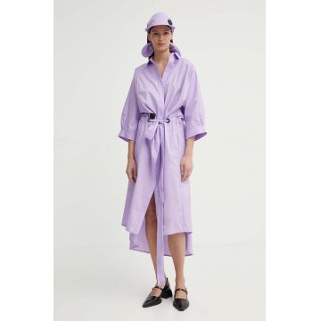 MMC STUDIO rochie din bumbac culoarea violet, midi, evazati, FELIA.DRESS