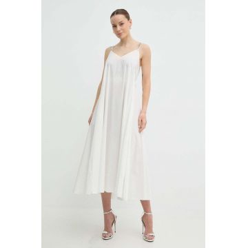 Nissa rochie culoarea alb, midi, evazati, RC14928