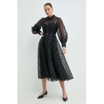 Nissa rochie culoarea negru, maxi, evazați, RC14863