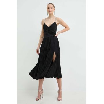 Nissa rochie culoarea negru, midi, evazați, RS14816