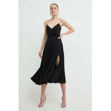 Nissa rochie culoarea negru, midi, evazati, RS14816