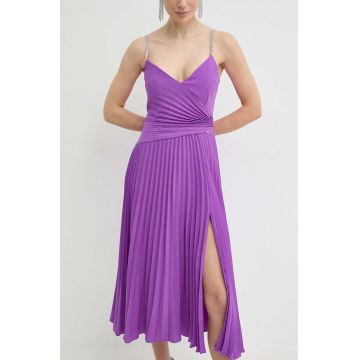 Nissa rochie culoarea violet, midi, evazati, RS14816
