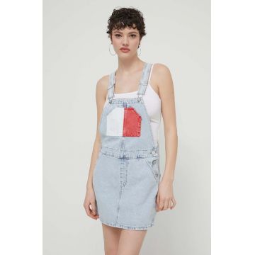 Tommy Jeans rochie din denim mini, drept, DW0DW18116