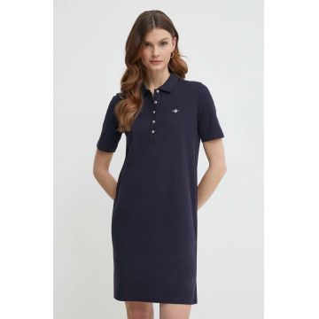 Gant rochie din bumbac culoarea albastru marin, mini, drept